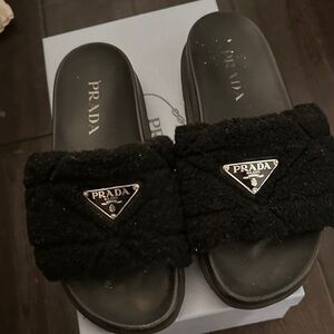 Prada Black Fur Sandals